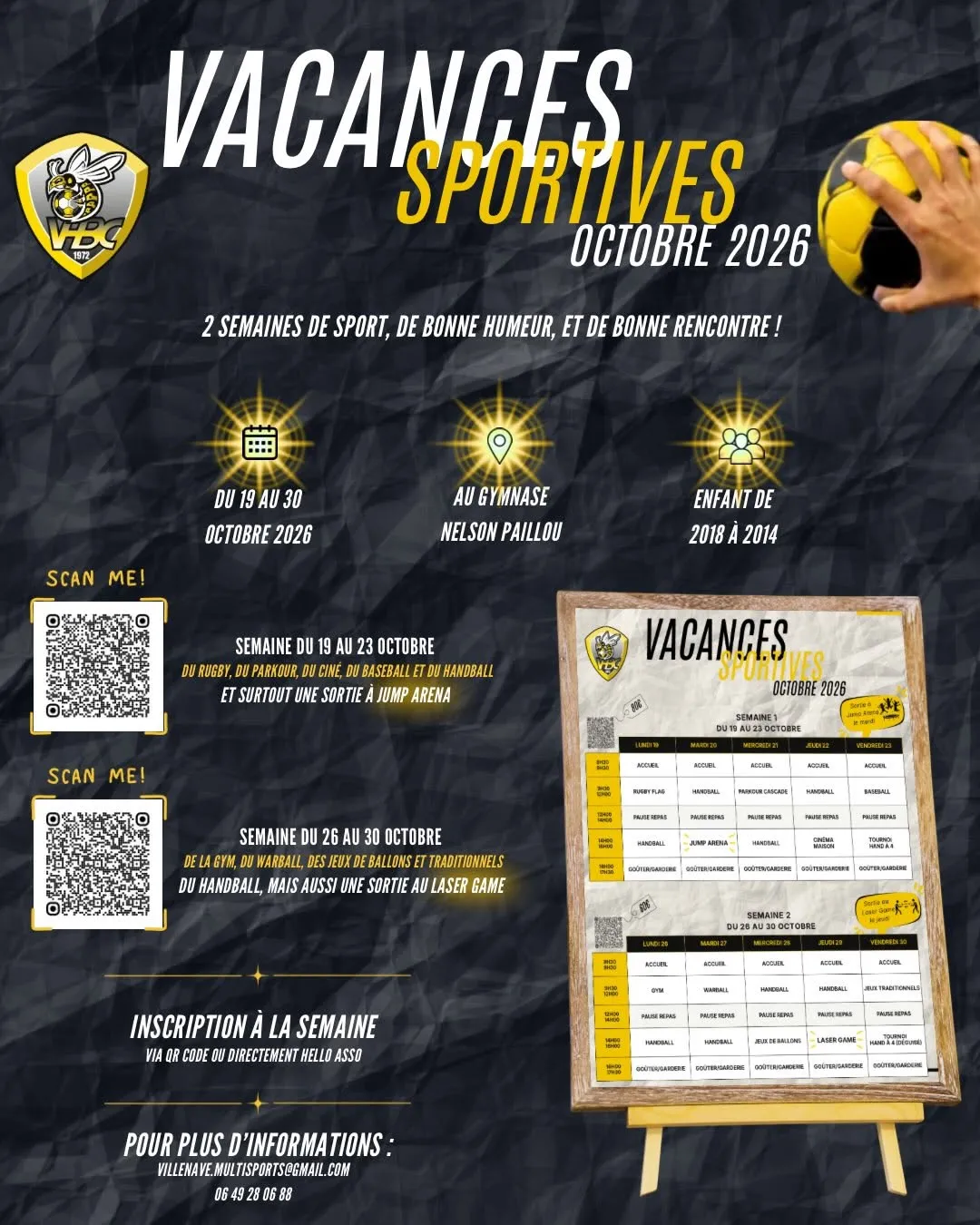 Vacances sportives d’octobre 2026